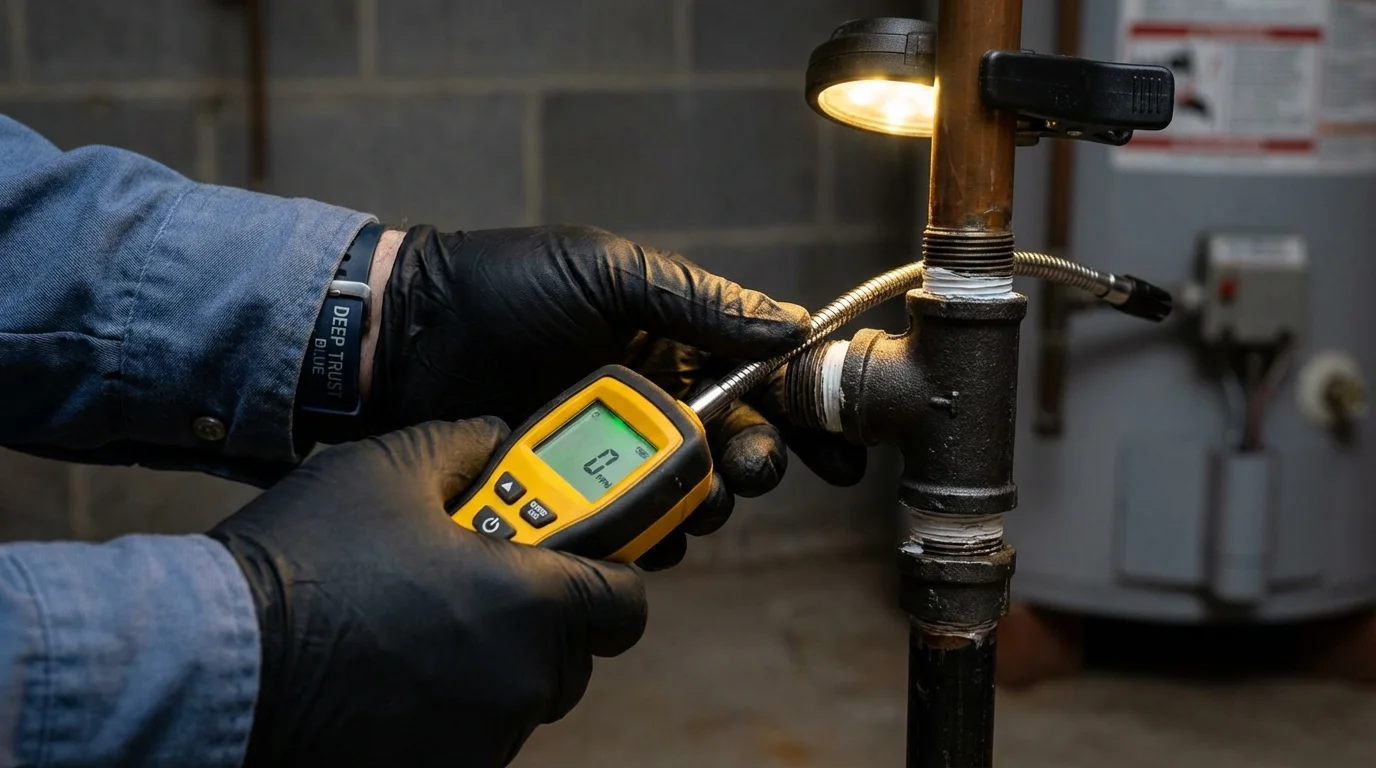 Gas leak detection with electronic sniffer by Johns Plumbing LLC in Merrillville
